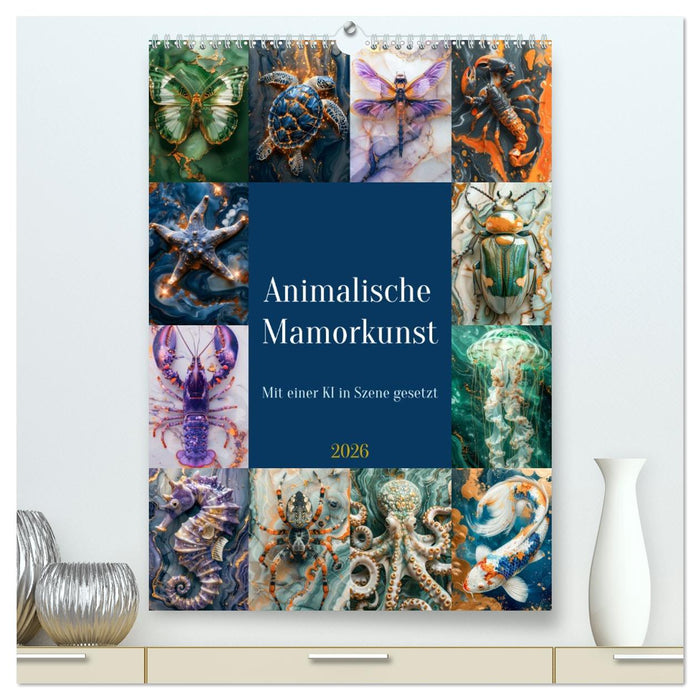 Animalische Mamorkunst (CALVENDO Premium Wandkalender 2026)