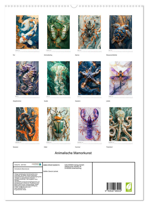Animalische Mamorkunst (CALVENDO Premium Wandkalender 2026)