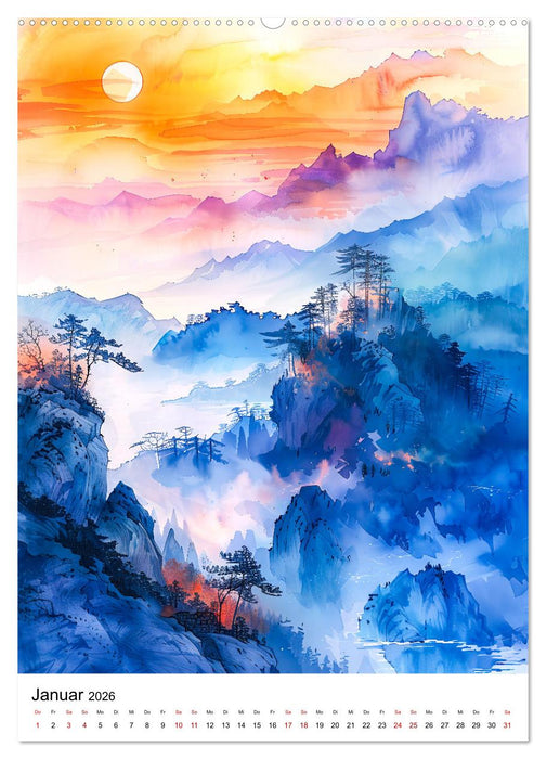 China in Wasserfarben - Idyllische Reise durch Traumlandschaften (CALVENDO Wandkalender 2026)