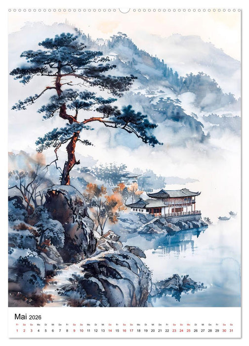China in Wasserfarben - Idyllische Reise durch Traumlandschaften (CALVENDO Wandkalender 2026)