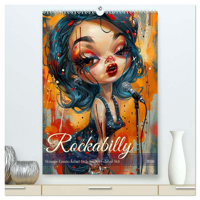 Rockabilly. Strange Comic-Kunst Girls im 50er-Jahre Stil (CALVENDO Premium Wandkalender 2026)