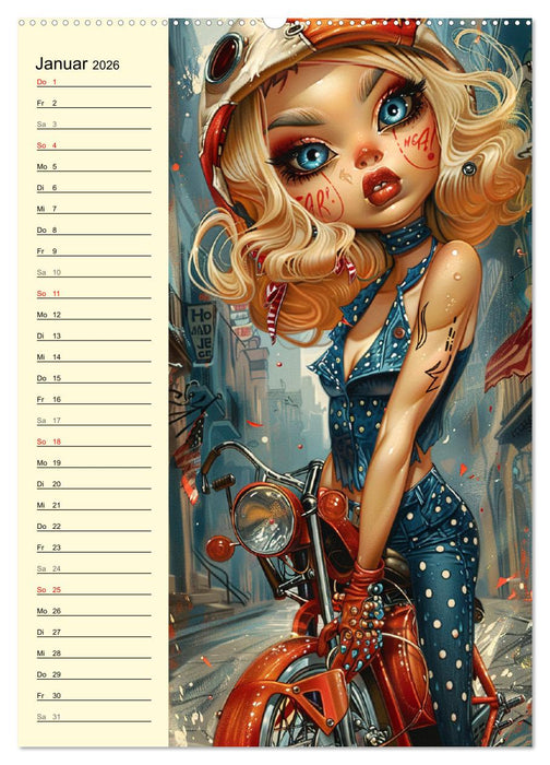 Rockabilly. Strange Comic-Kunst Girls im 50er-Jahre Stil (CALVENDO Premium Wandkalender 2026)