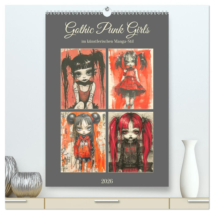 Gothic Punk Girls im künstlerischen Manga-Stil (CALVENDO Premium Wandkalender 2026)