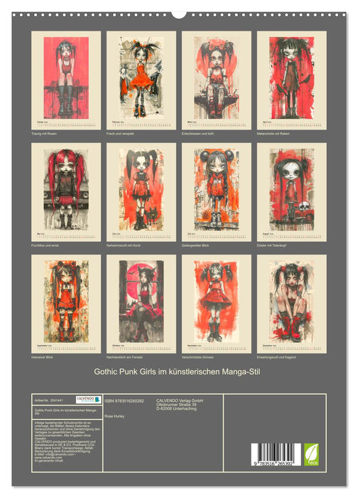 Gothic Punk Girls im künstlerischen Manga-Stil (CALVENDO Premium Wandkalender 2026)