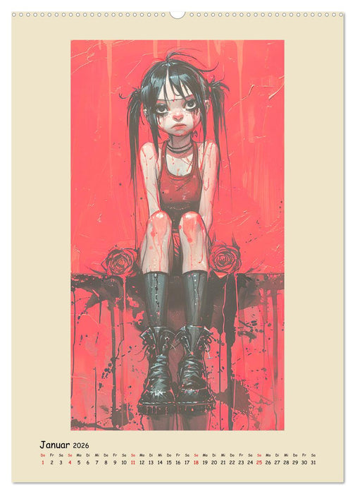Gothic Punk Girls im künstlerischen Manga-Stil (CALVENDO Premium Wandkalender 2026)
