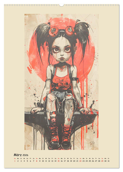 Gothic Punk Girls im künstlerischen Manga-Stil (CALVENDO Premium Wandkalender 2026)