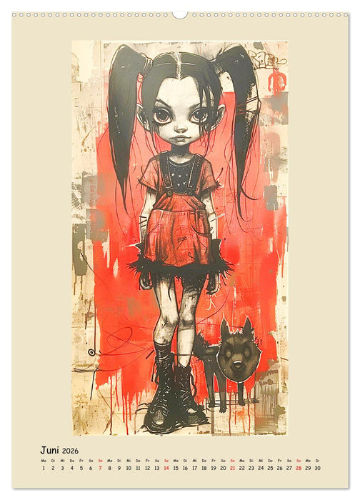 Gothic Punk Girls im künstlerischen Manga-Stil (CALVENDO Premium Wandkalender 2026)