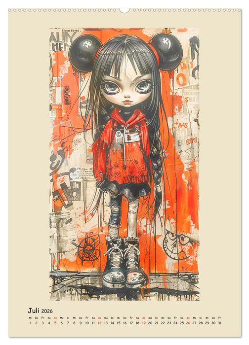 Gothic Punk Girls im künstlerischen Manga-Stil (CALVENDO Premium Wandkalender 2026)