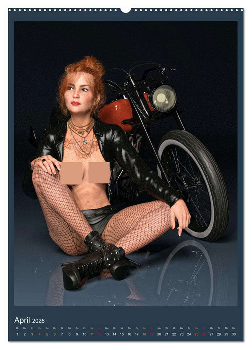 Hot Girls and Bikes (CALVENDO Premium Wandkalender 2026)