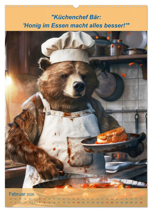 Der tierisch lustige Kochbegleiter (CALVENDO Wandkalender 2026)