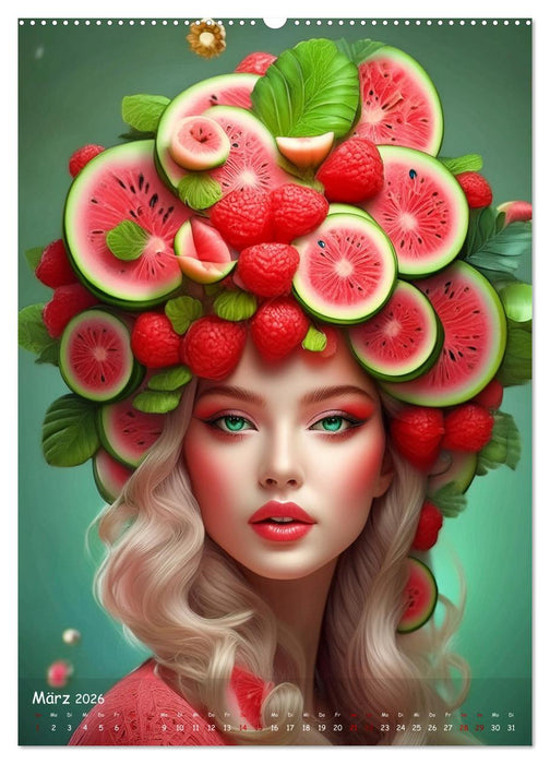 Fruchtige Vielfalt - Zauberhafte Kopfbedeckungen aus einem farbenfrohen Reigen der Natur (CALVENDO Wandkalender 2026)