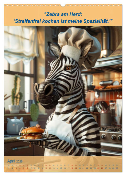 Der tierisch lustige Kochbegleiter (CALVENDO Premium Wandkalender 2026)