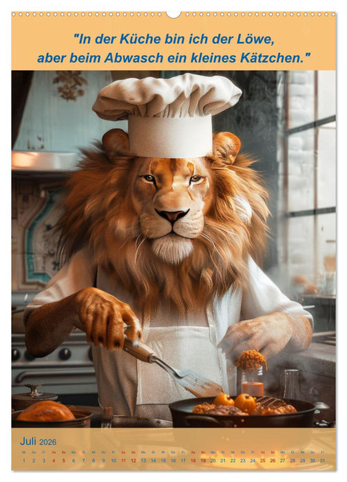 Der tierisch lustige Kochbegleiter (CALVENDO Premium Wandkalender 2026)