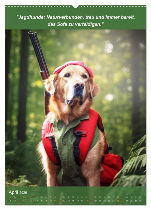 Lustige Jagdhunde mit Jägerlatein (CALVENDO Premium Wandkalender 2026)