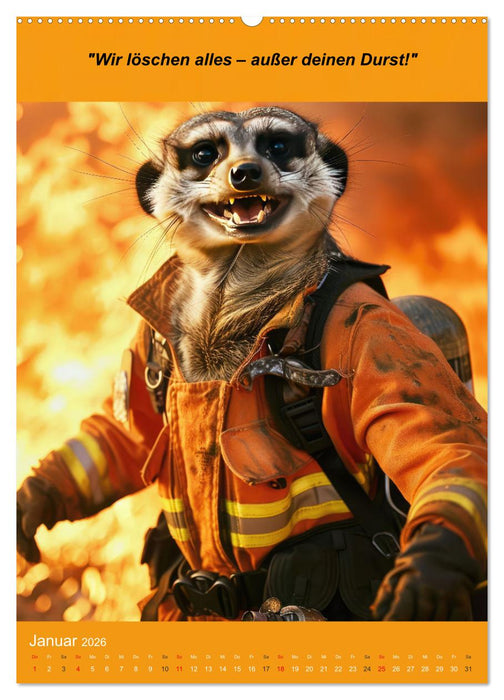 Der tierisch lustige Feuerwehrkalender (CALVENDO Wandkalender 2026)