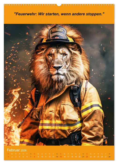 Der tierisch lustige Feuerwehrkalender (CALVENDO Wandkalender 2026)