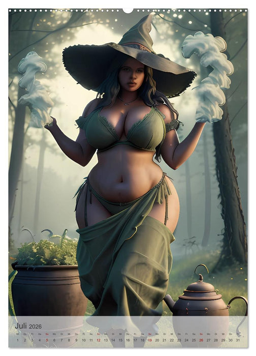 Sinnliche Weiße Hexen in zauberhaften Szenen (CALVENDO Premium Wandkalender 2026)