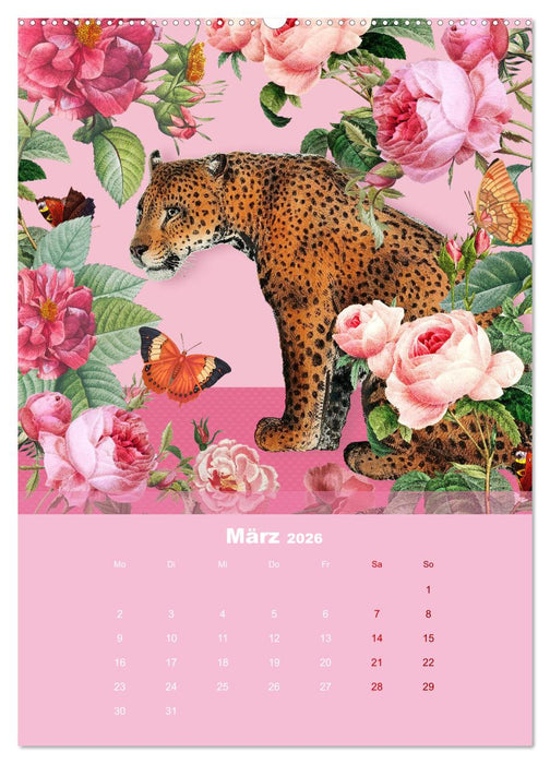 Rosencollagen mit Rosen von Pierre-Joseph Redouté (CALVENDO Wandkalender 2026)