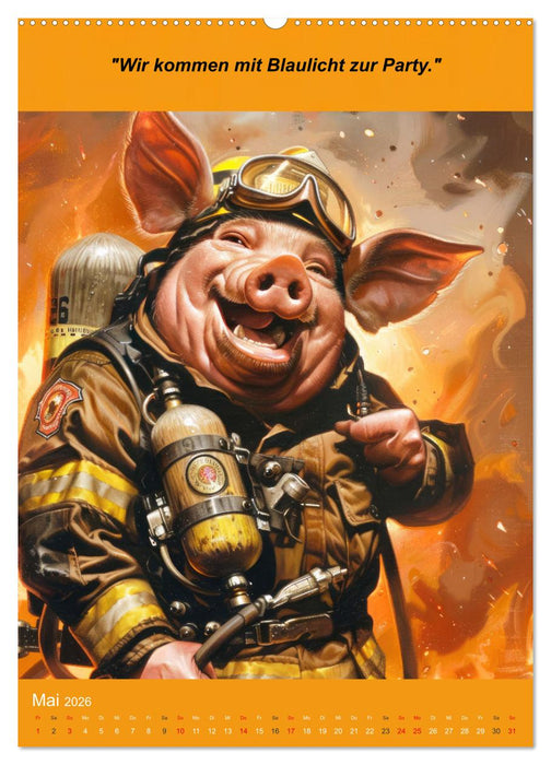 Der tierisch lustige Feuerwehrkalender (CALVENDO Premium Wandkalender 2026)