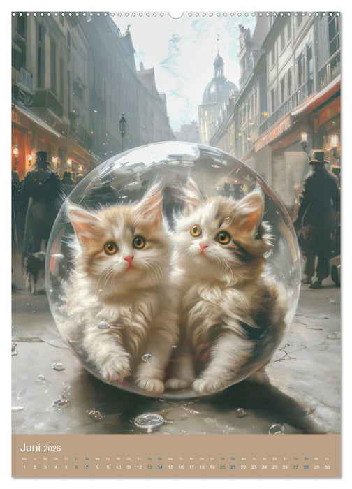 Schwebende Tiere in Seifenblasen - Humorbilder (CALVENDO Premium Wandkalender 2026)