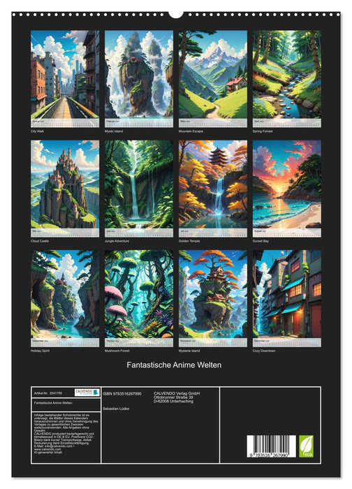 Fantastische Anime Welten (CALVENDO Premium Wandkalender 2026)