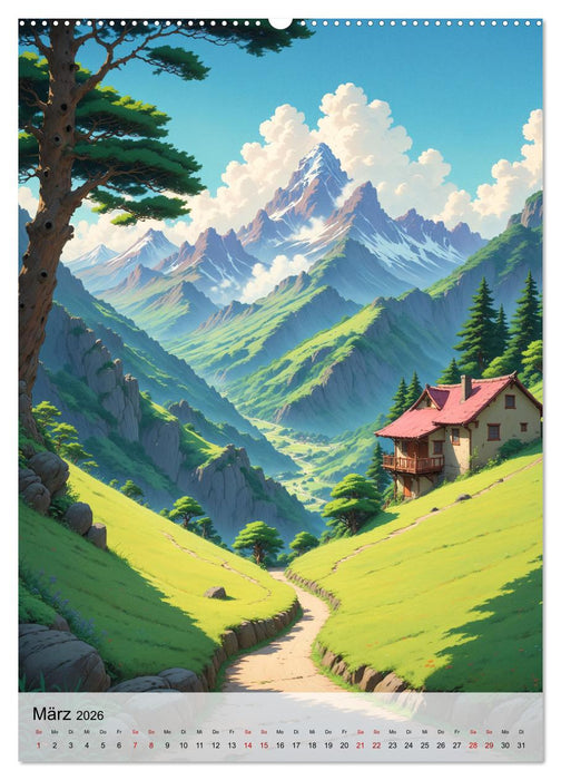 Fantastische Anime Welten (CALVENDO Premium Wandkalender 2026)