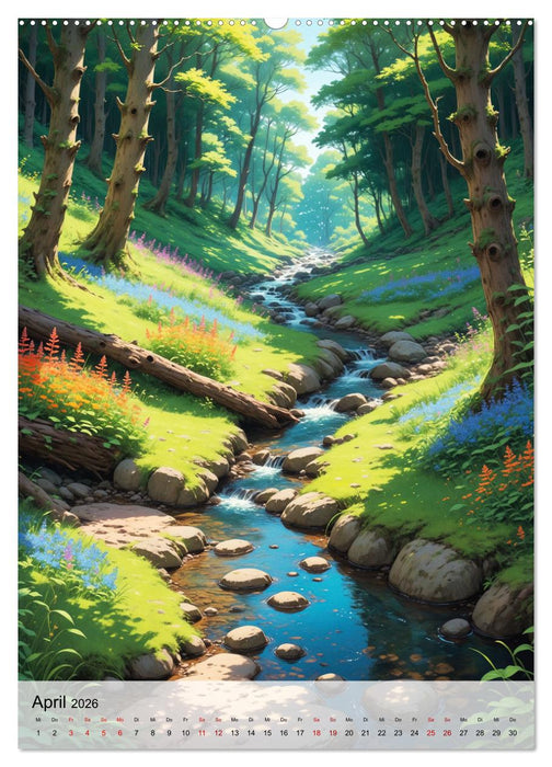 Fantastische Anime Welten (CALVENDO Premium Wandkalender 2026)