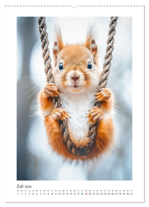 Lustige kleine Eichhörnchen (CALVENDO Premium Wandkalender 2026)