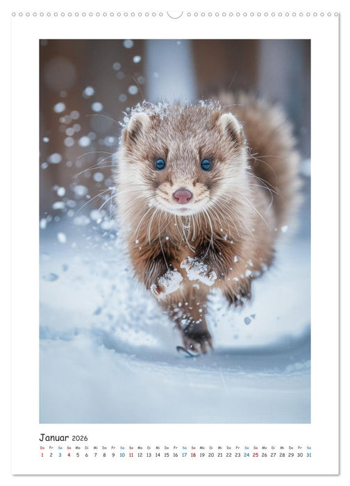 Lustige kleine Nerze (CALVENDO Premium Wandkalender 2026)