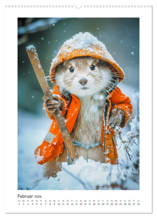 Lustige kleine Nerze (CALVENDO Premium Wandkalender 2026)