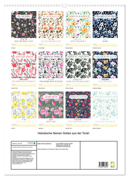 Hebräische Namen Gottes aus der Torah (CALVENDO Wandkalender 2026)