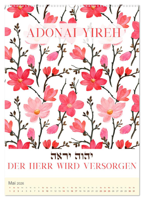 Hebräische Namen Gottes aus der Torah (CALVENDO Wandkalender 2026)