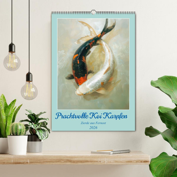 Prachtvolle Koi Karpfen Zierde aus Fernost (CALVENDO Wandkalender 2026)