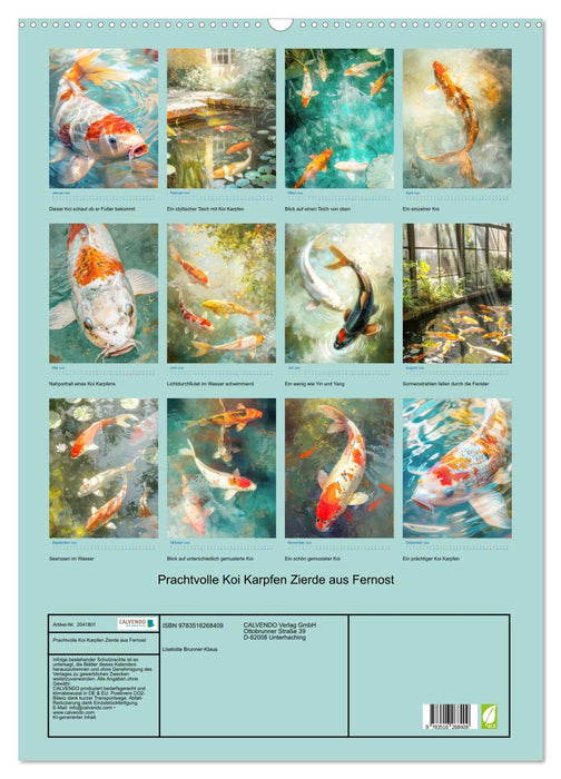 Prachtvolle Koi Karpfen Zierde aus Fernost (CALVENDO Wandkalender 2026)