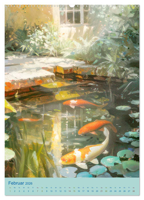 Prachtvolle Koi Karpfen Zierde aus Fernost (CALVENDO Wandkalender 2026)