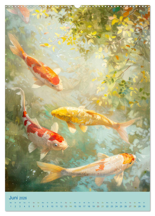 Prachtvolle Koi Karpfen Zierde aus Fernost (CALVENDO Wandkalender 2026)