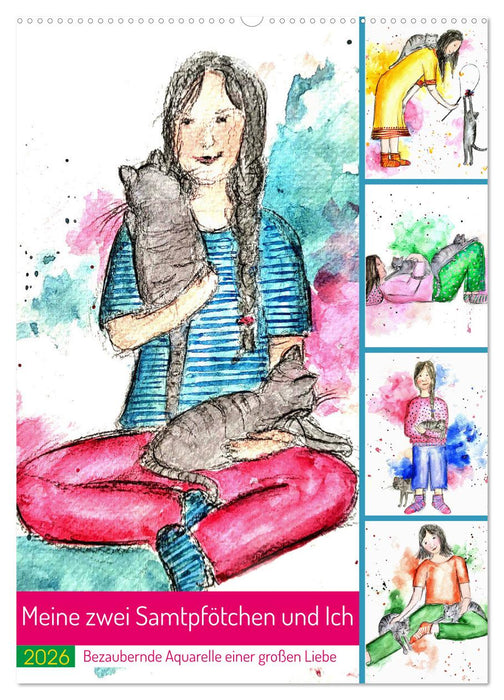 Meine zwei Samtpfötchen und Ich - Bezaubernde Aquarelle einer große Liebe (CALVENDO Wandkalender 2026)