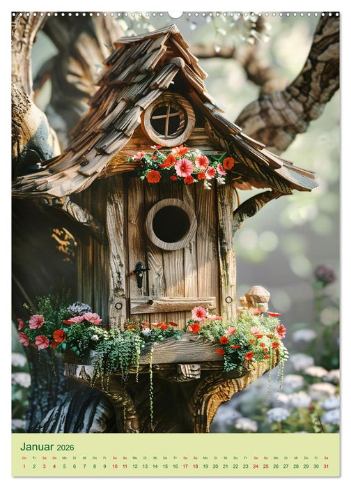 Vogelhäuser Zauberhafte Wohnideen für gefiederte Freunde (CALVENDO Wandkalender 2026)