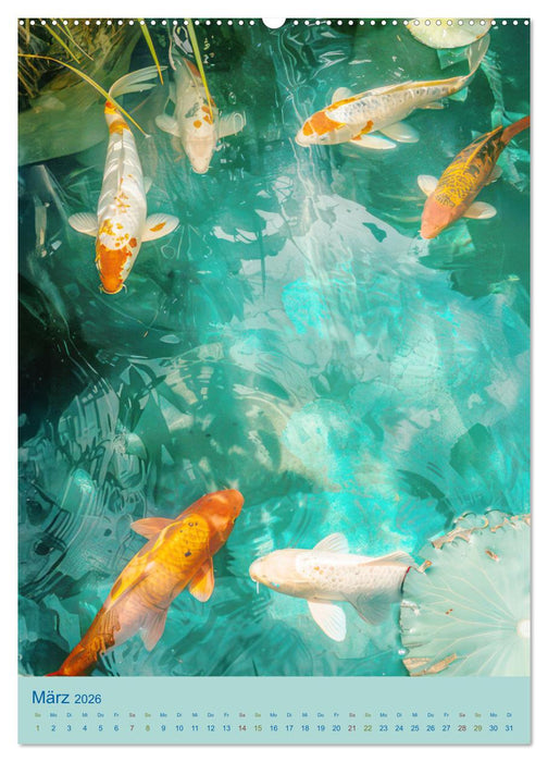 Prachtvolle Koi Karpfen Zierde aus Fernost (CALVENDO Premium Wandkalender 2026)