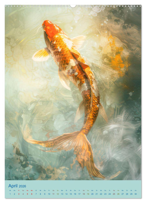 Prachtvolle Koi Karpfen Zierde aus Fernost (CALVENDO Premium Wandkalender 2026)