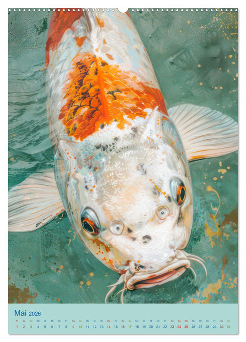 Prachtvolle Koi Karpfen Zierde aus Fernost (CALVENDO Premium Wandkalender 2026)