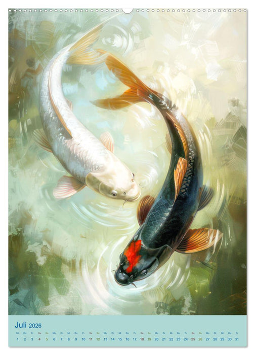 Prachtvolle Koi Karpfen Zierde aus Fernost (CALVENDO Premium Wandkalender 2026)