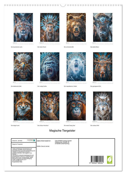 Magische Tiergeister (CALVENDO Premium Wandkalender 2026)