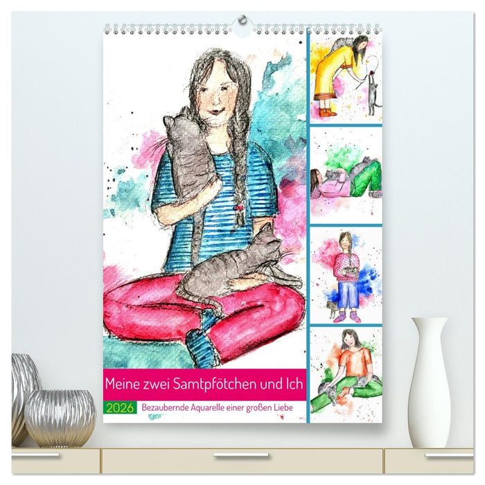 Meine zwei Samtpfötchen und Ich - Bezaubernde Aquarelle einer große Liebe (CALVENDO Premium Wandkalender 2026)