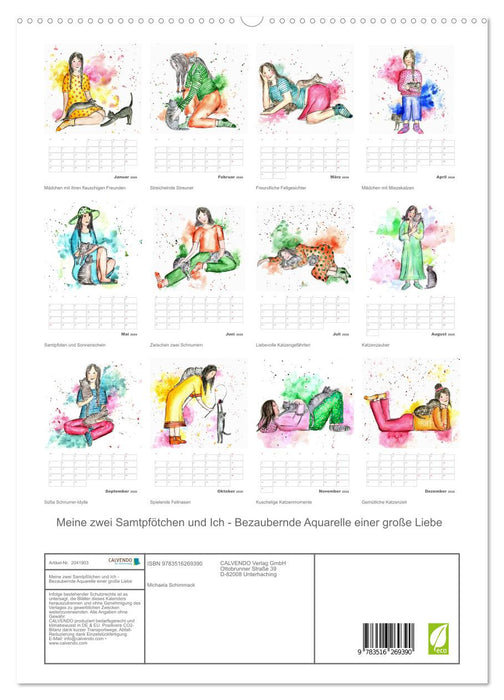 Meine zwei Samtpfötchen und Ich - Bezaubernde Aquarelle einer große Liebe (CALVENDO Premium Wandkalender 2026)