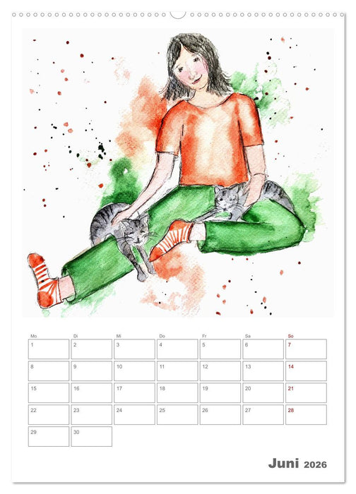 Meine zwei Samtpfötchen und Ich - Bezaubernde Aquarelle einer große Liebe (CALVENDO Premium Wandkalender 2026)