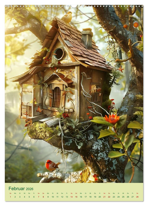 Vogelhäuser Zauberhafte Wohnideen für gefiederte Freunde (CALVENDO Premium Wandkalender 2026)