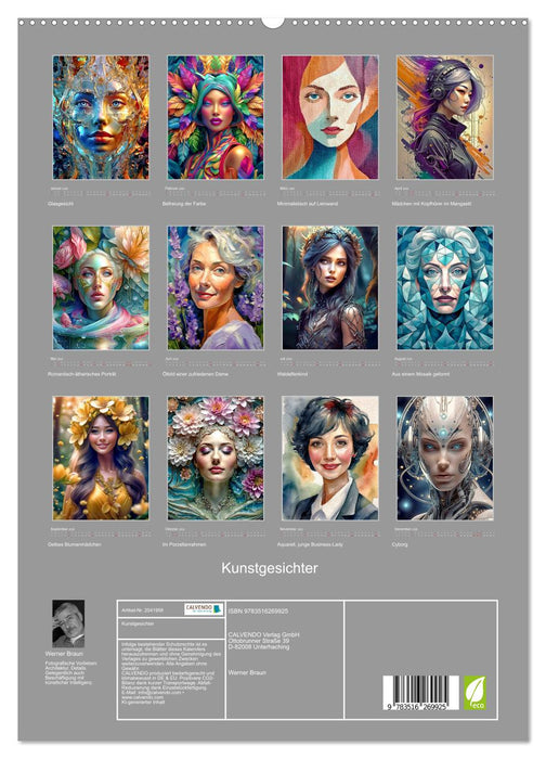 Kunstgesichter (CALVENDO Premium Wandkalender 2026)