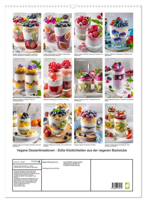 Vegane Dessertkreationen - Süße Köstlichkeiten aus der veganen Backstube (CALVENDO Wandkalender 2026)
