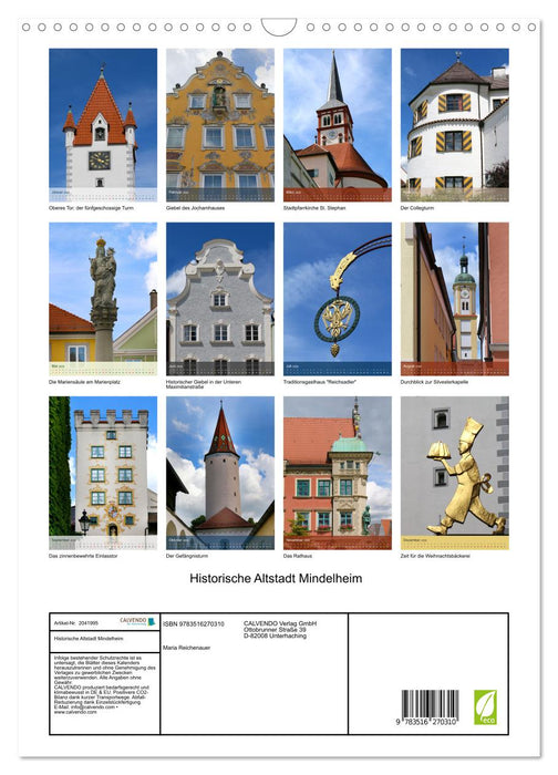 Historische Altstadt Mindelheim (CALVENDO Wandkalender 2026)